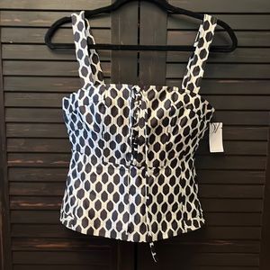 DIANEvonFURSTENBERG  Avalon Corset Top Jungle Diamond Black - Size 4